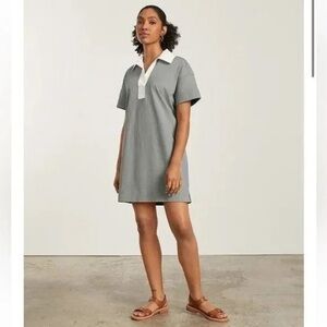 NWT Everlane Organic Cotton Short Sleeve Polo/Rugby Dress XS Fog